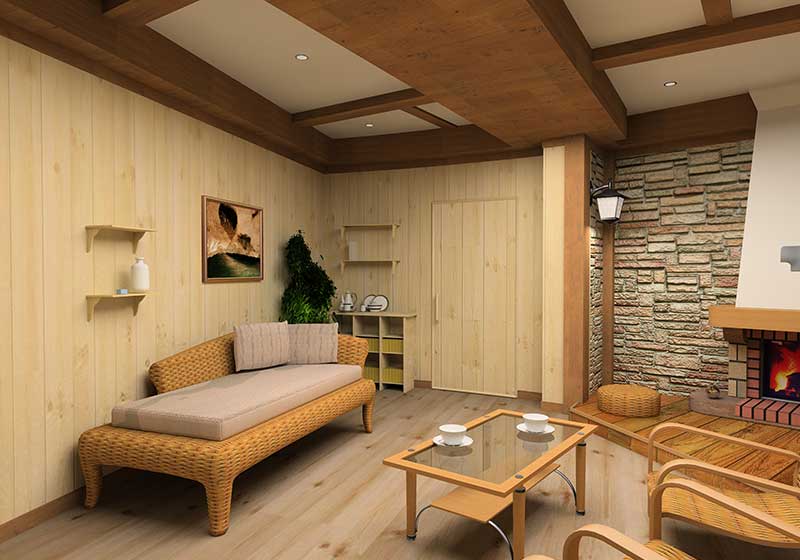 Wohnzimmer aus Holz